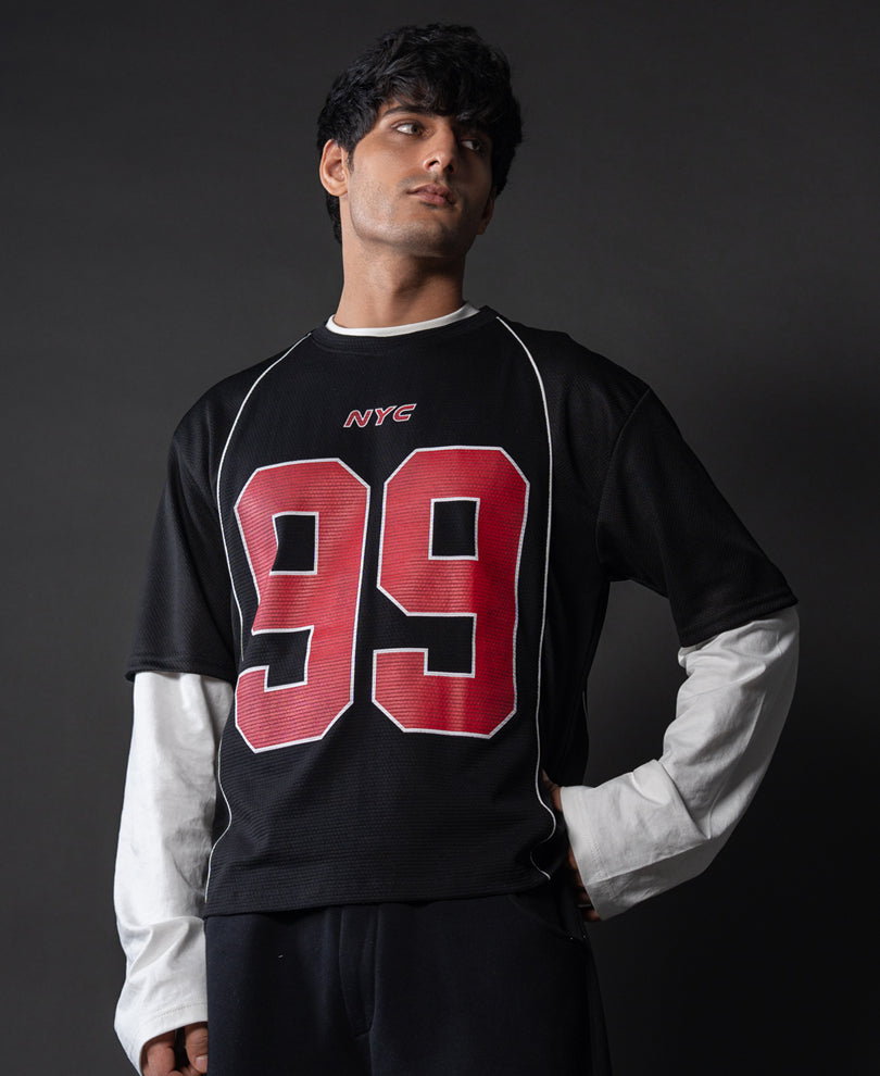 Black Graphic Varsity T-Shirt