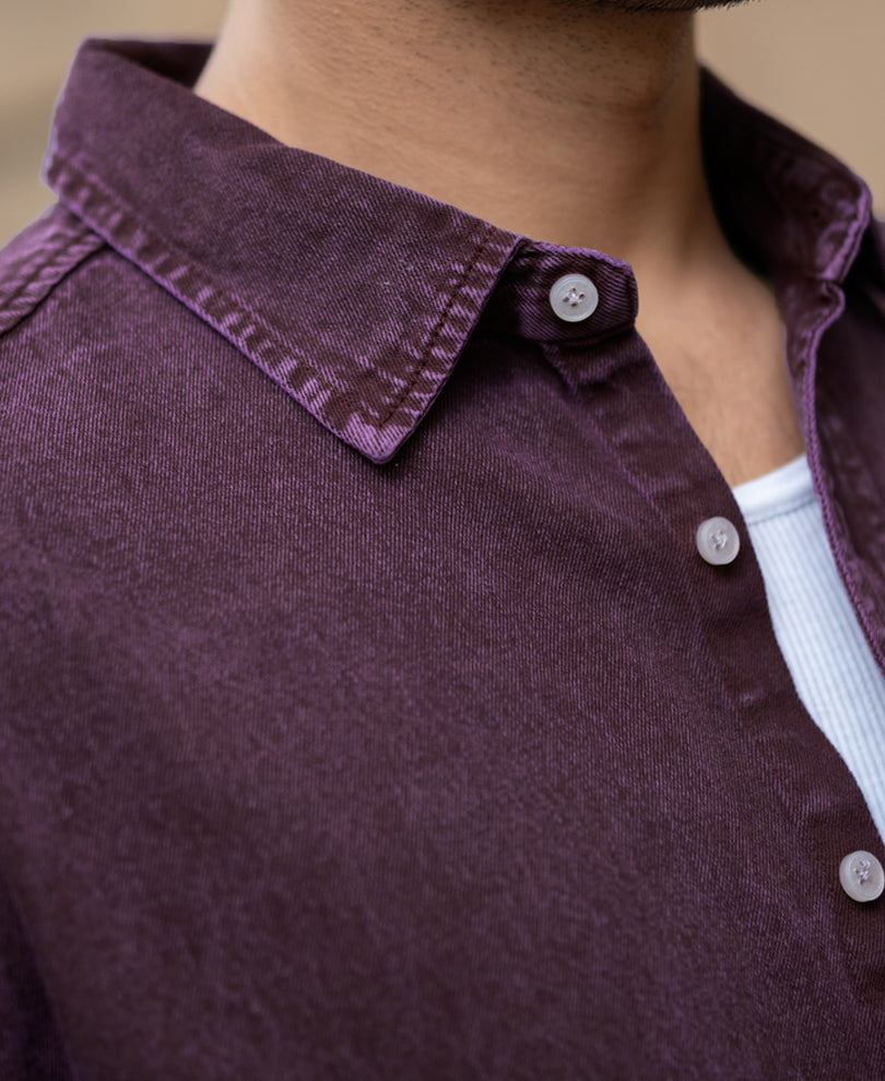 Dark Onion Overdyed Twill Shirt 100% Cotton