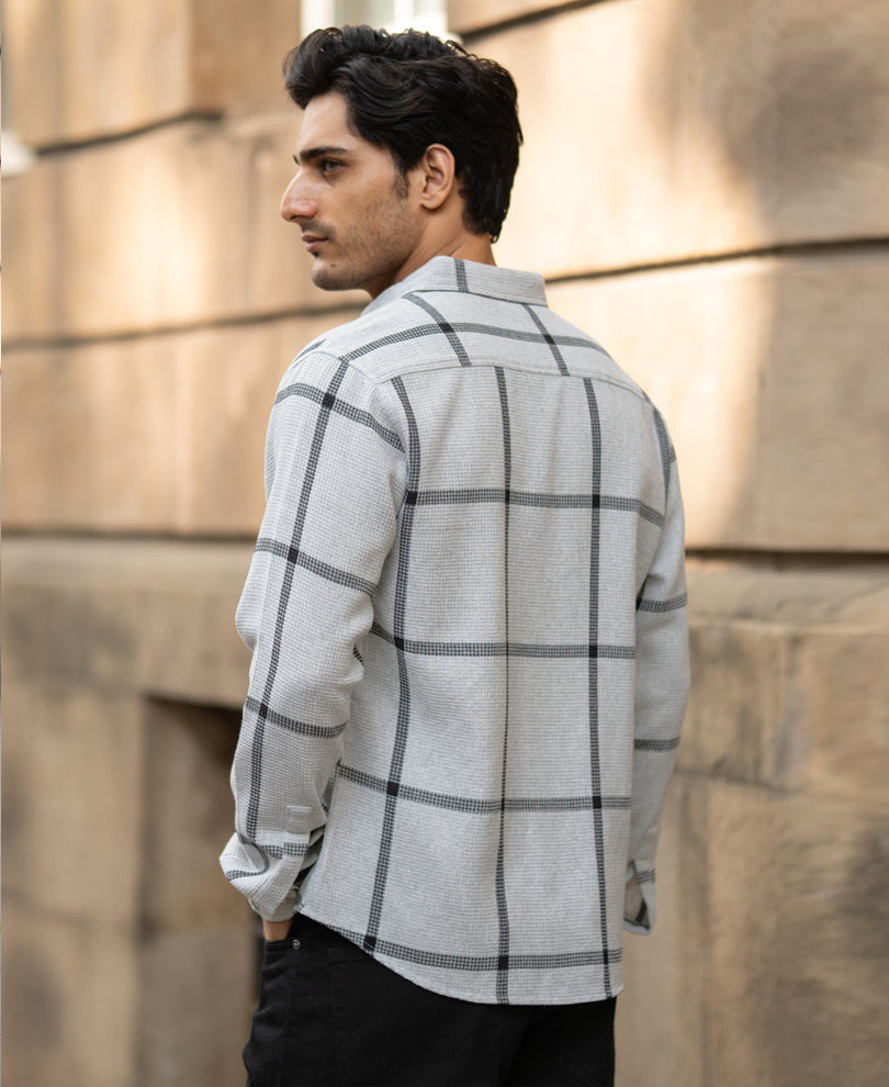 Grey Structure Checks Shirt