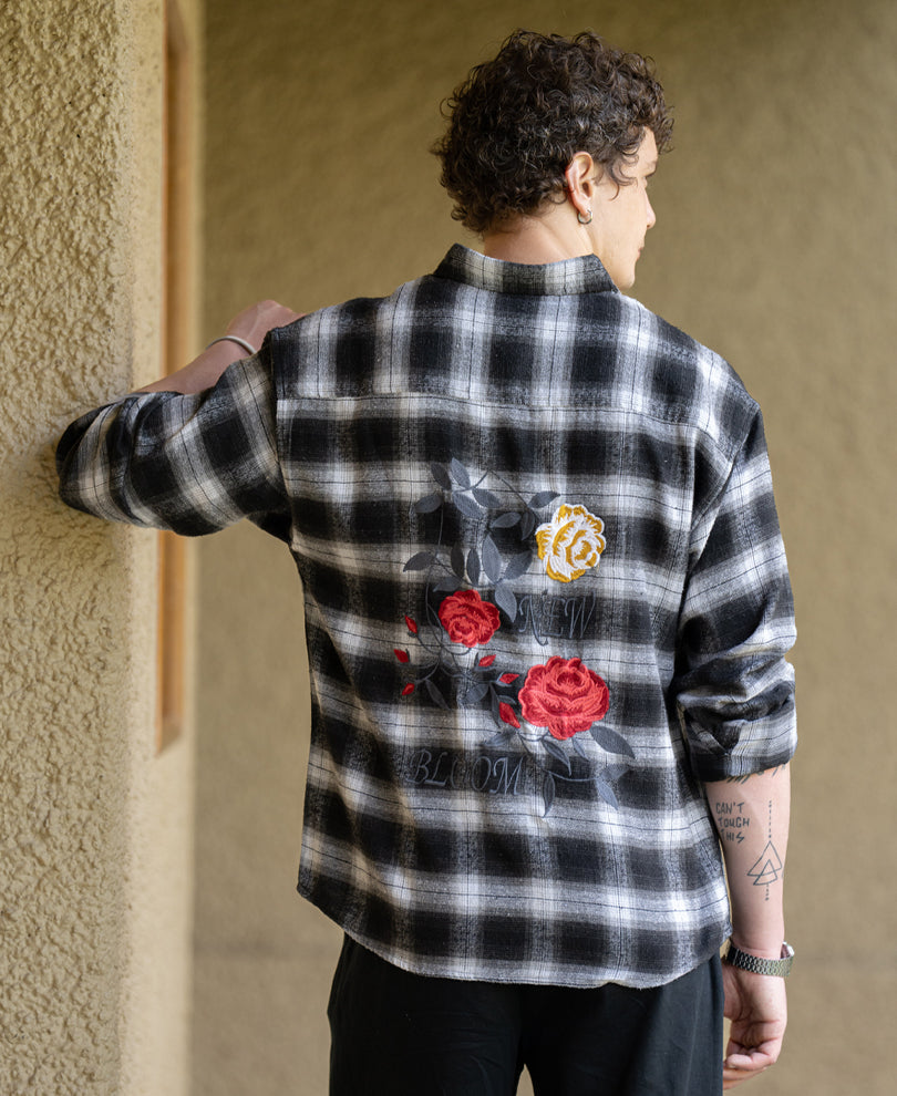 Floral Embroidered Checks Shirt
