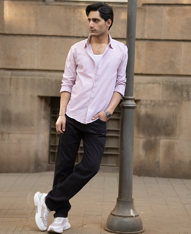 Light Pink Oxford Stripe Shirt 100% Cotton