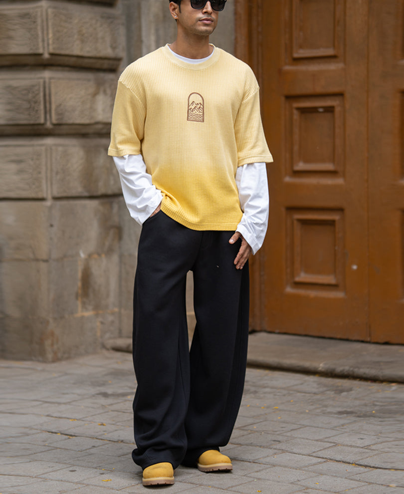 Yellow Structured Ombre T-Shirt