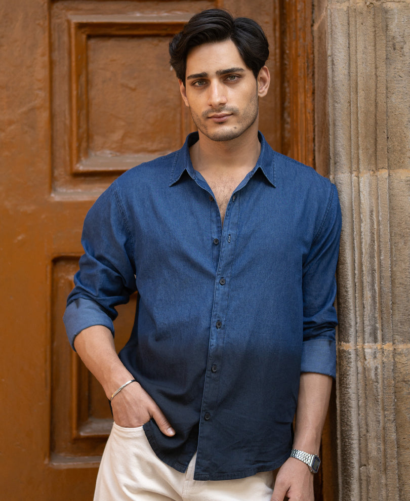 Indigo Ombre Lightweight Shirt 100% Cotton