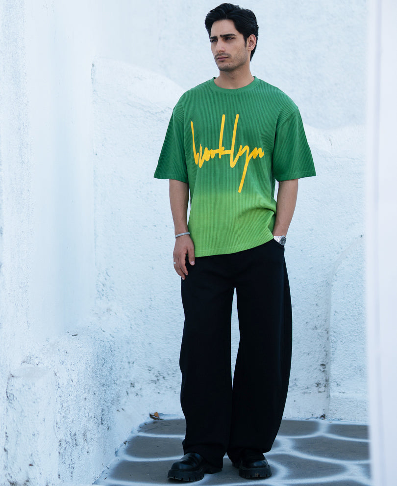 Green Structured Ombre T-Shirt