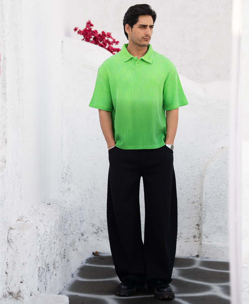 Green Ombre Structured Collar T-Shirt 100% Cotton