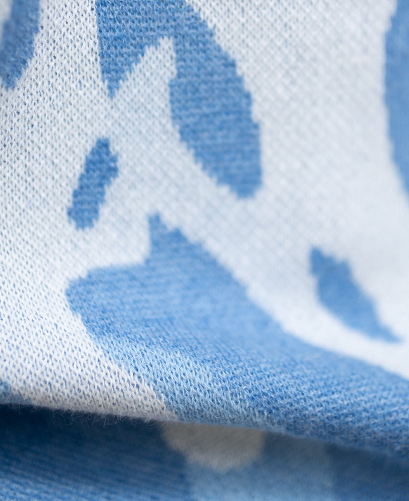 Blue Jacquard Knit T-Shirt 100% Cotton