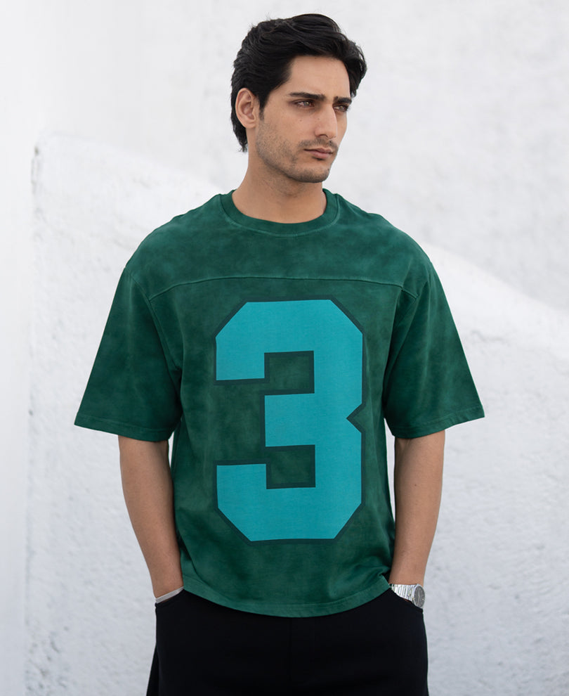 Dark Green Washed Graphic T-Shirt