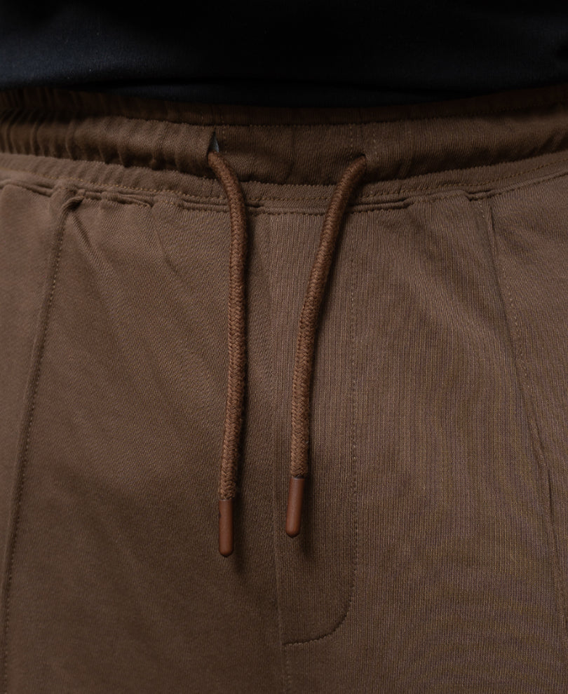 Brown Baggy Fit Pleated Trackpant