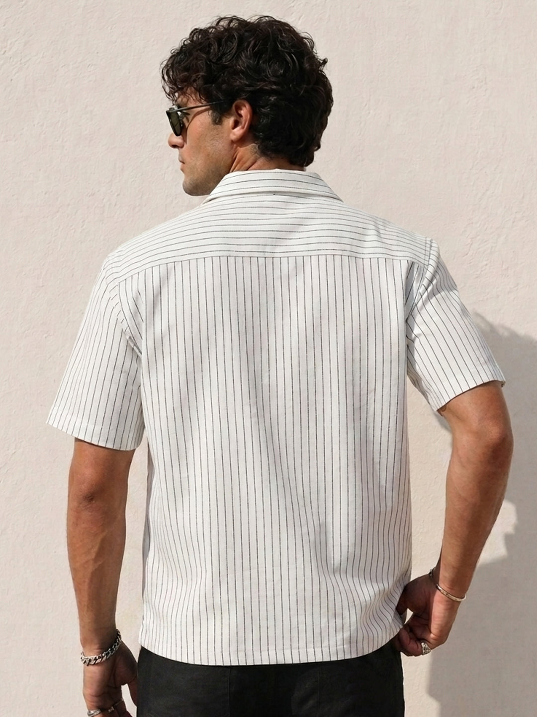 White Striped Zipper Shirt
