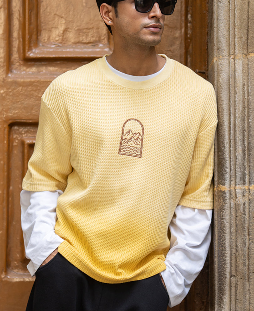 Yellow Structured Ombre T-Shirt