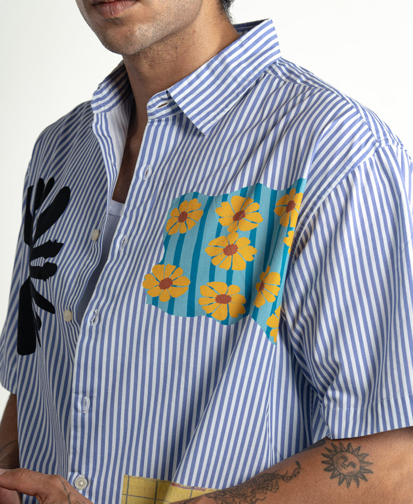 Blue Printed Stripe Shirt