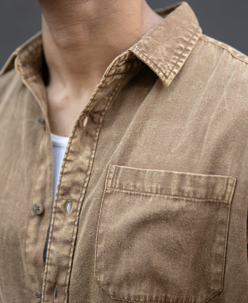 Brown Overdyed Lightweight Shirt