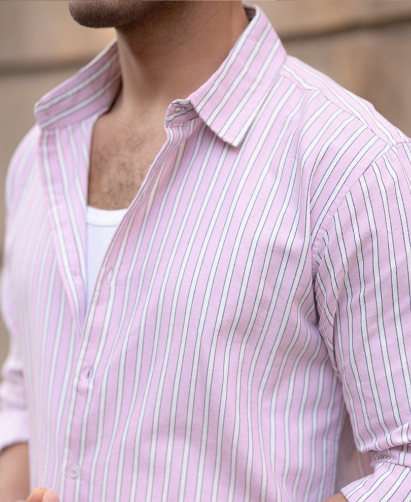 Light Pink Oxford Stripe Shirt 100% Cotton