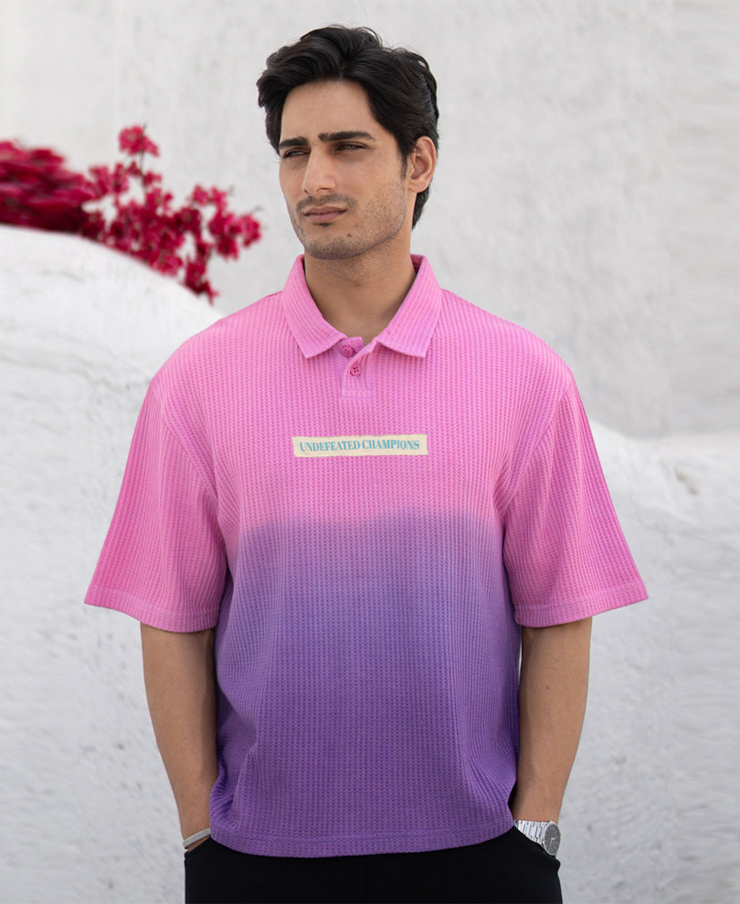 Lavender Structured Ombre Polo T-Shirt