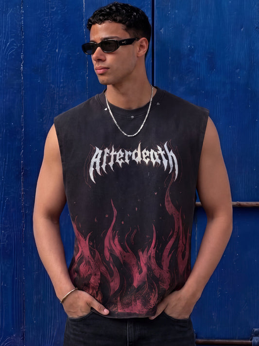 Black Gothic Rivets Vest 100% Cotton