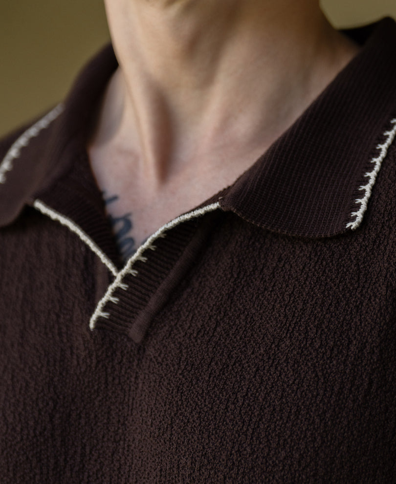 Coffee Knit Polo T-Shirt