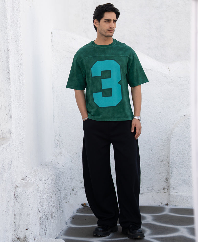 Dark Green Washed Graphic T-Shirt