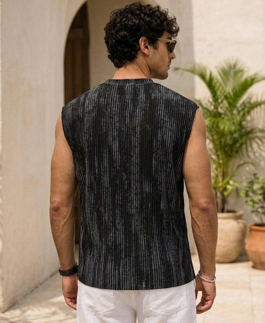 Black Abstract Print Vest