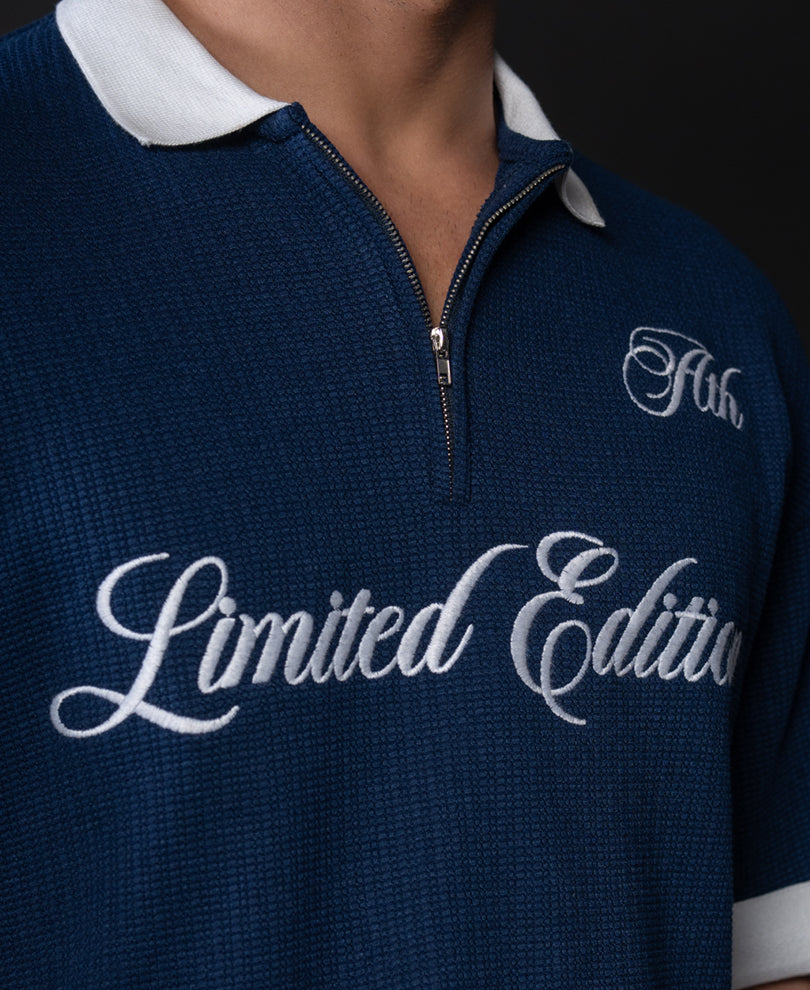 Indigo Blue Embroidered T-Shirt