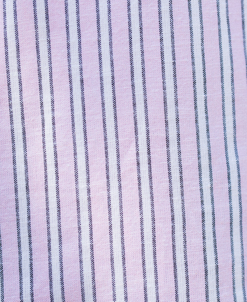 Pastel Pink Linen Blend Stripe Shirt