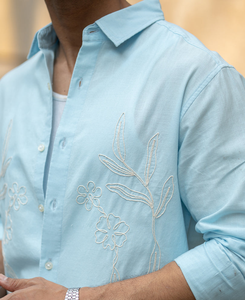 Light Blue Embroidered Shirt
