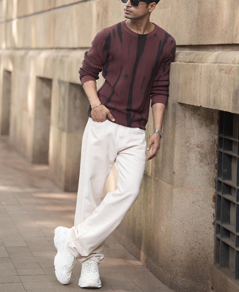 Brown Flat Knit T-Shirt 100% Cotton