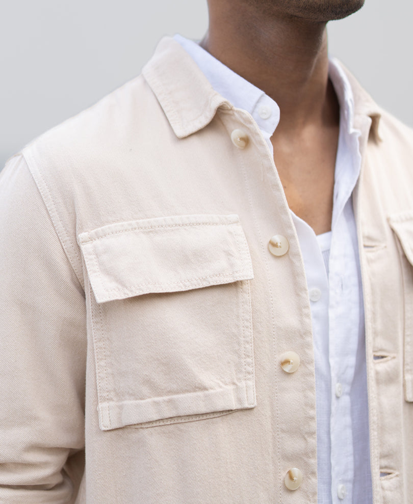 Beige Denim Overshirt 100% Cotton