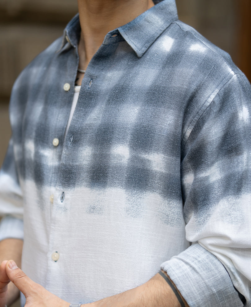 Blue Abstract Print Shirt 100% Cotton