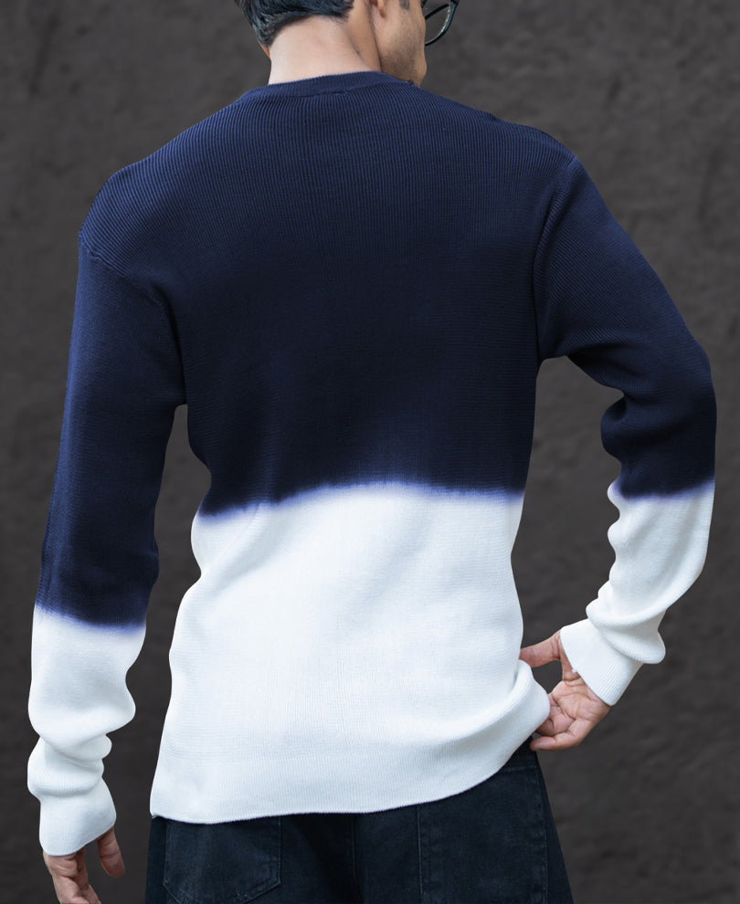 Navy Ombre Knit T-Shirt 100% Cotton
