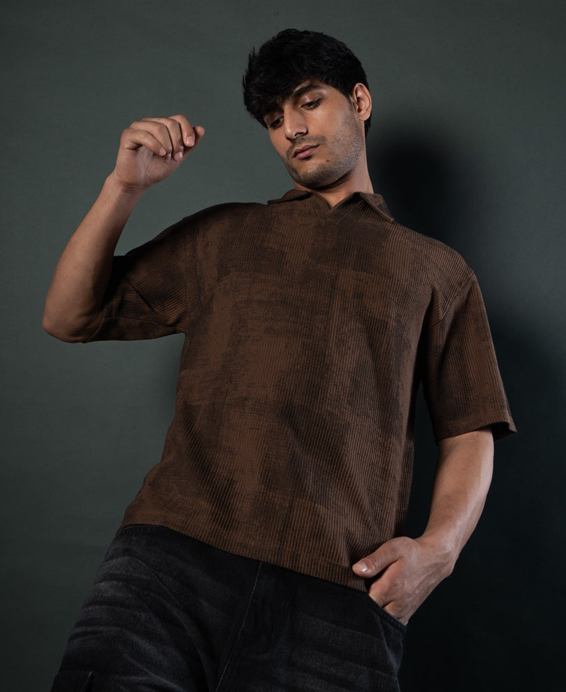 Brown Grunge Print T-Shirt