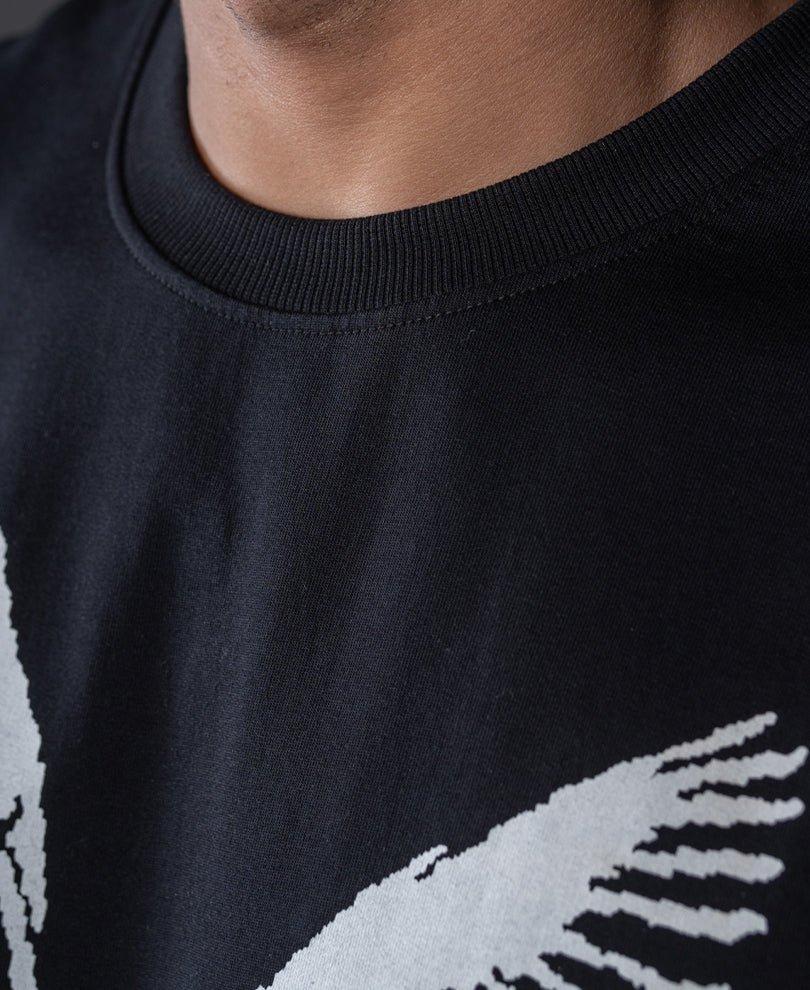 Heron Print Black Vest 100% Cotton