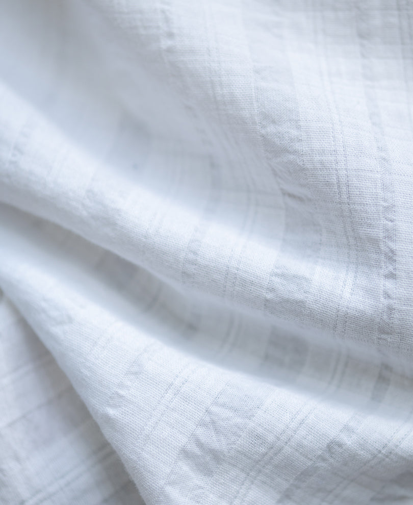 White Chinese Collar Structure Shirt