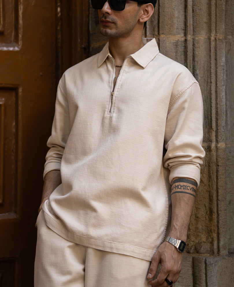 Beige Structured Cord Set