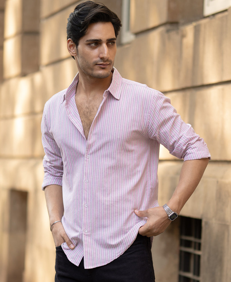Light Pink Oxford Stripe Shirt 100% Cotton