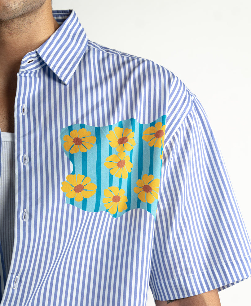 Blue Printed Stripe Shirt