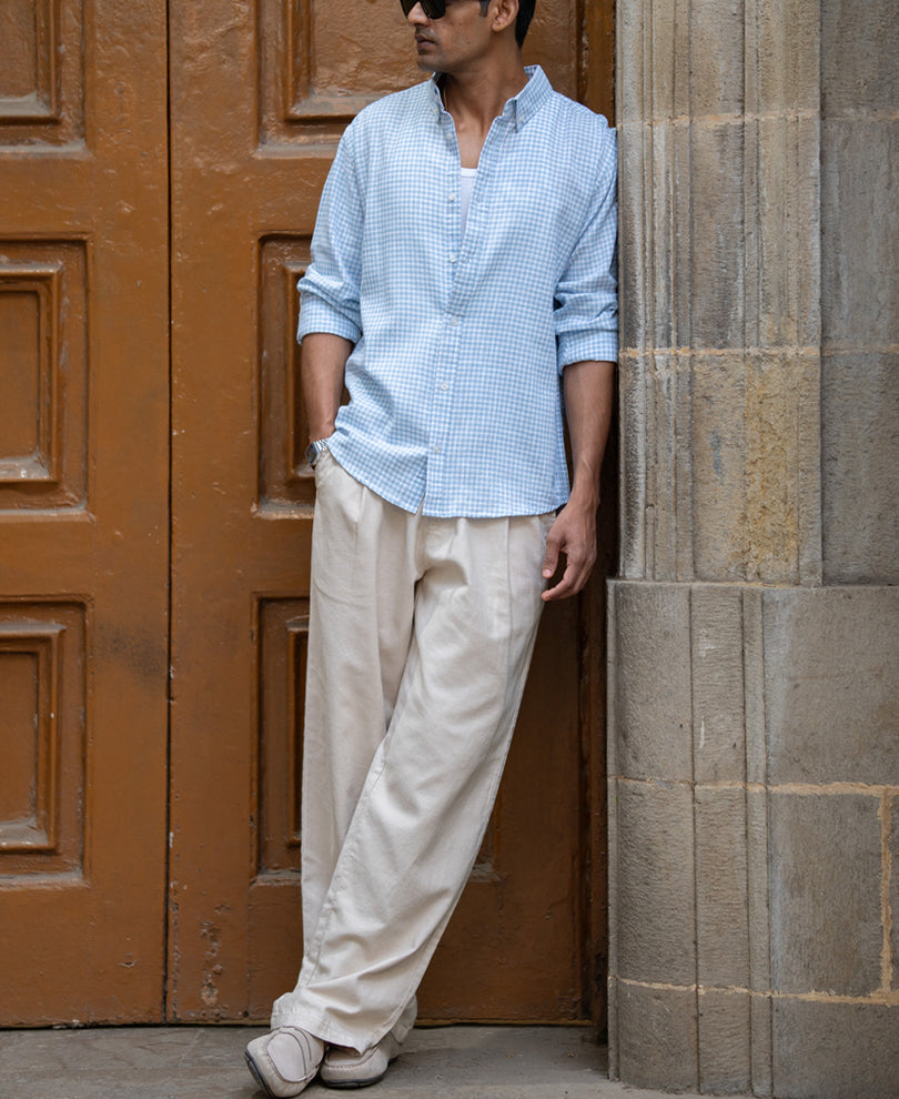 Light Blue Micro Checks Shirt