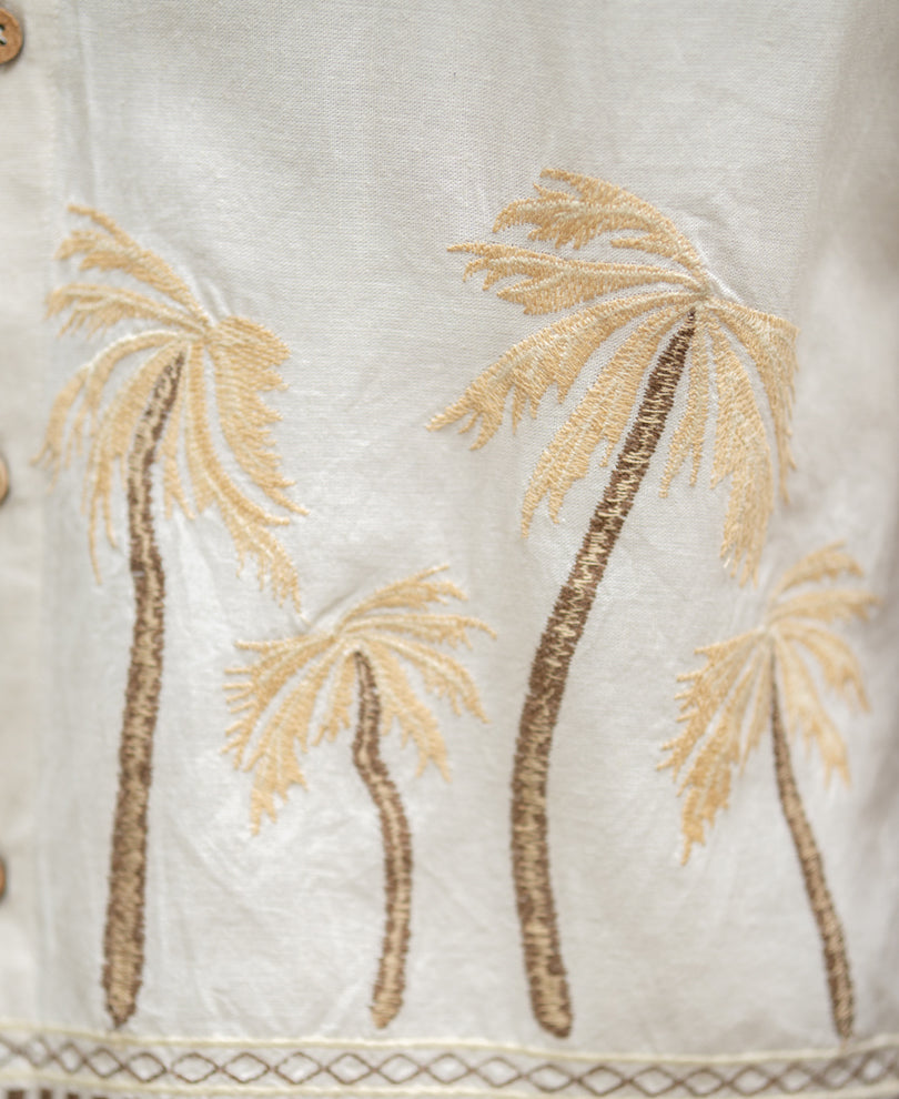 Light Beige Palm Embroidery Shirt