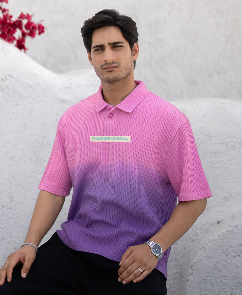 Lavender Structured Ombre Polo T-Shirt