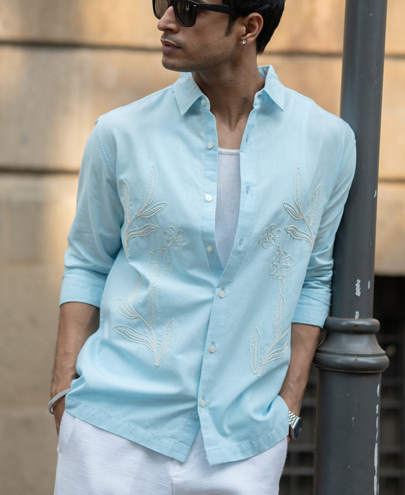 Light Blue Embroidered Shirt