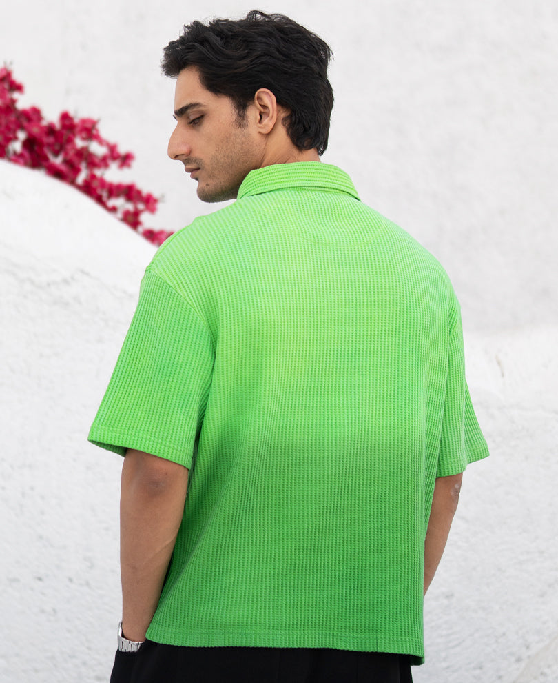 Green Ombre Structured Collar T-Shirt 100% Cotton