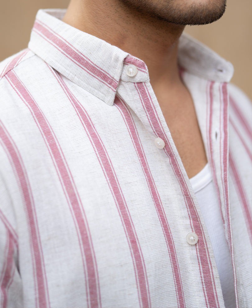 Pink & Natural Stripe Shirt