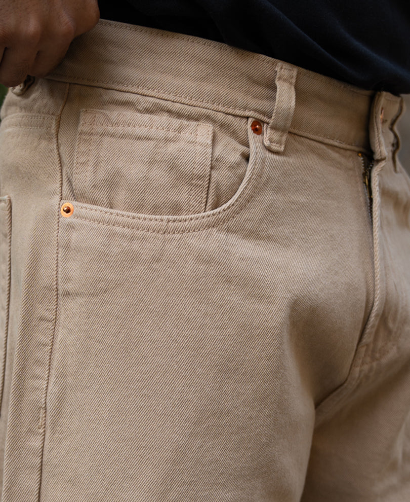 Beige Baggy Fit Jeans