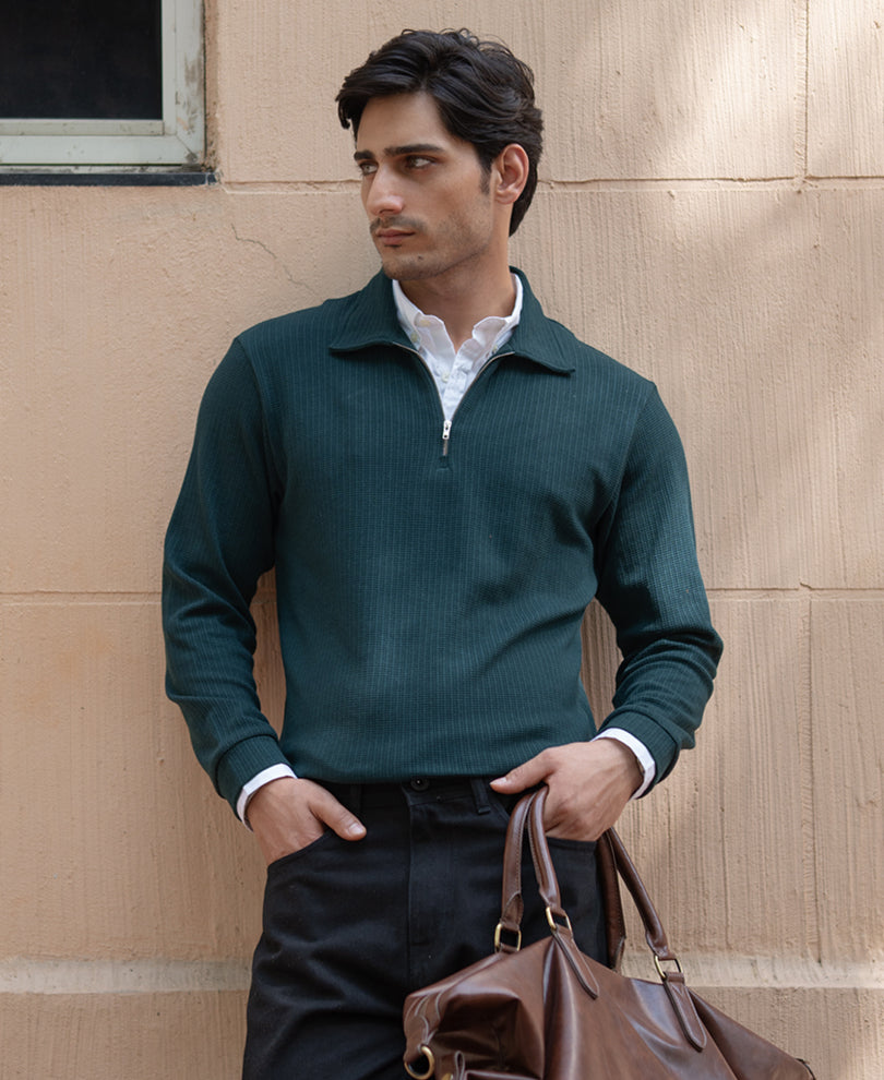 Pine Green Contrast Collar Polo T-Shirt