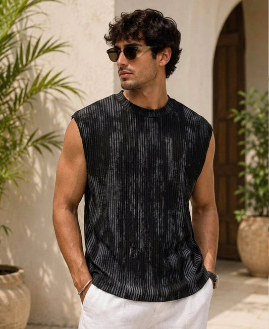 Black Abstract Print Vest