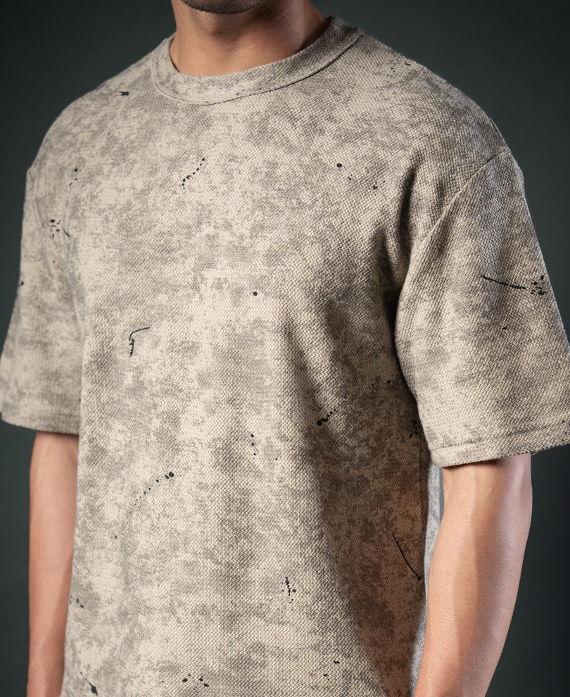 Dark Beige Tie Dye Print T-Shirt