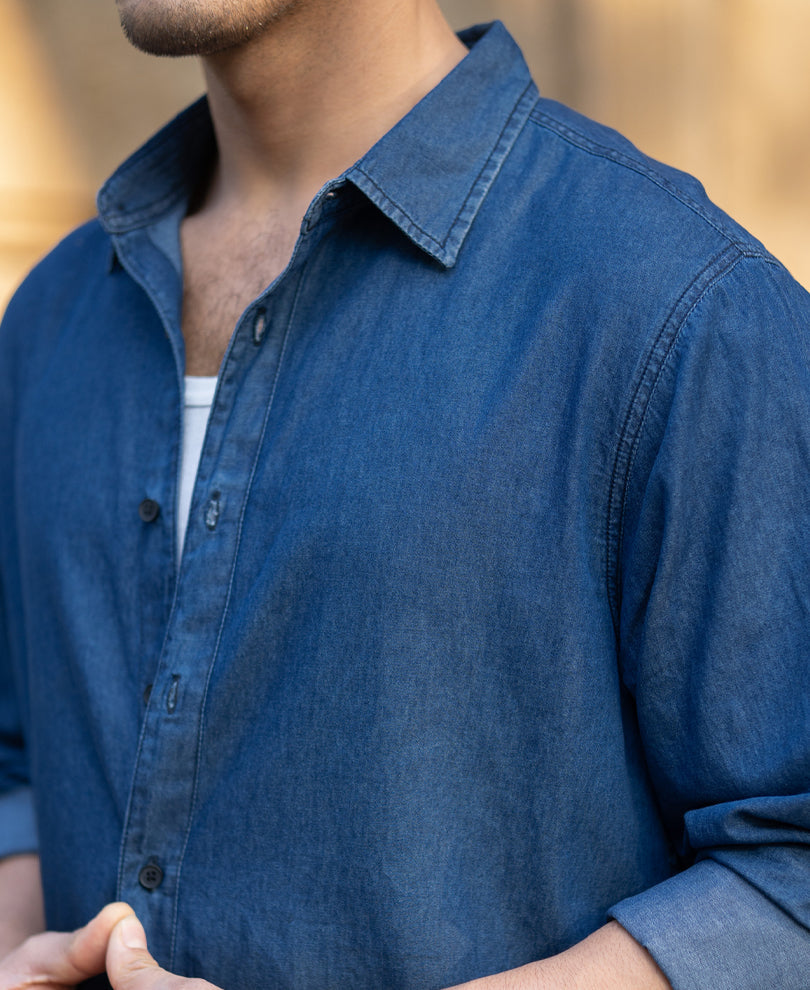 Indigo Ombre Lightweight Shirt 100% Cotton