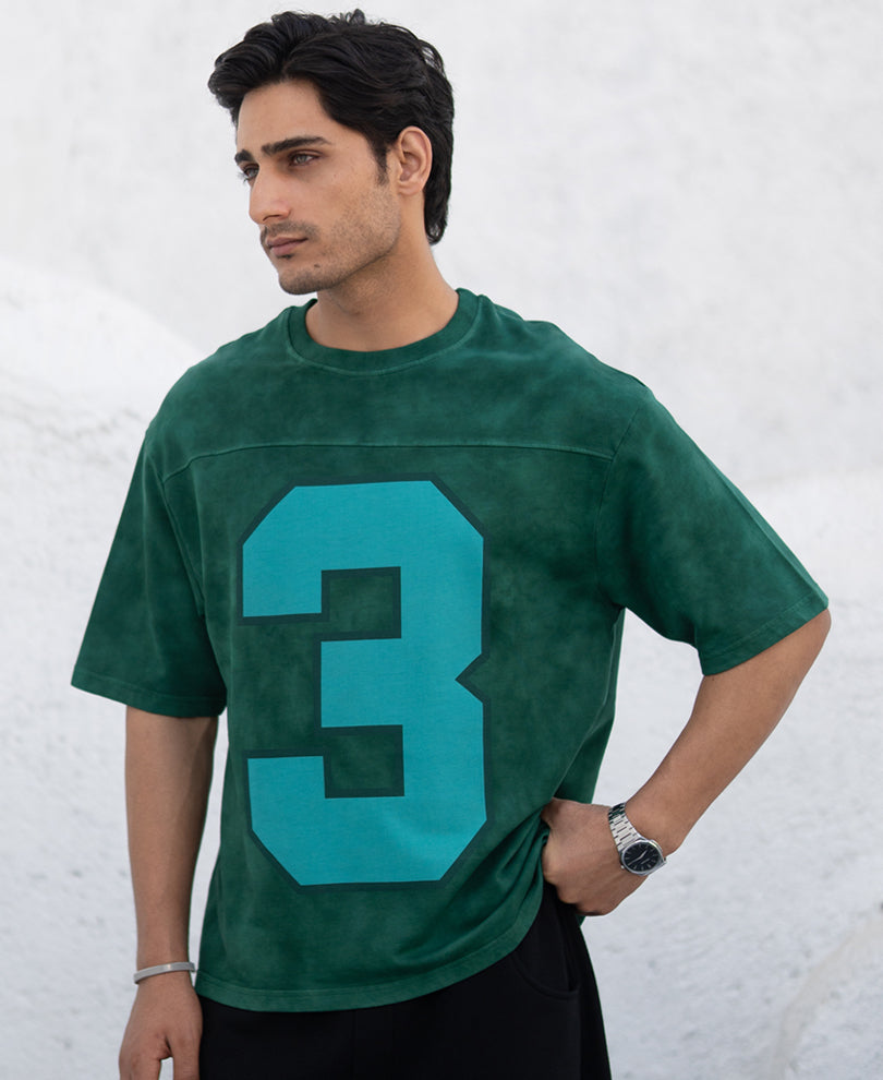 Dark Green Washed Graphic T-Shirt