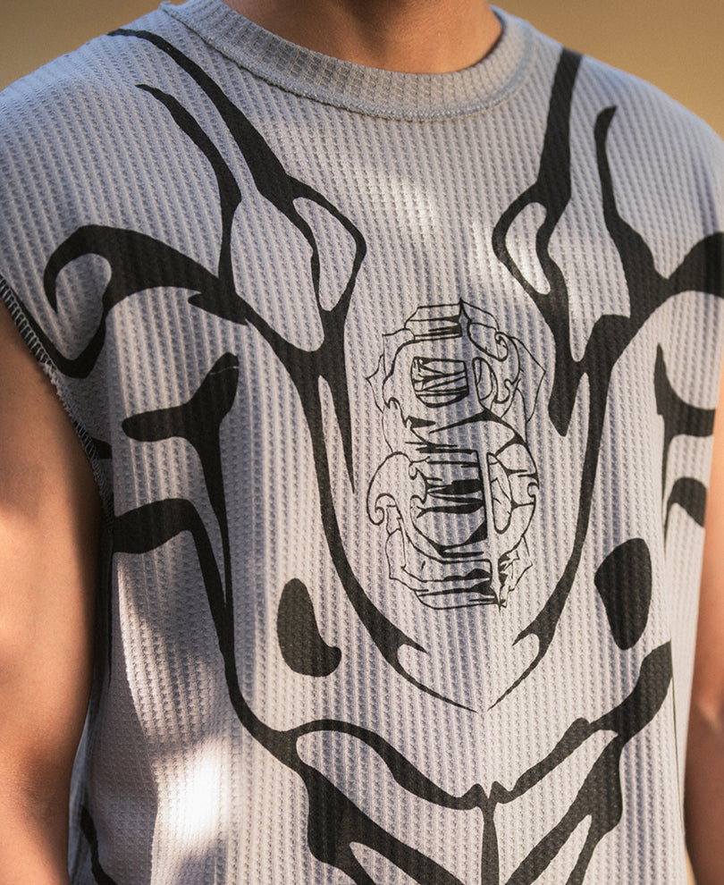 Grey Graphic Print Vest