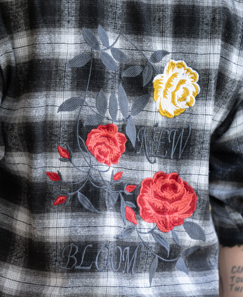 Floral Embroidered Checks Shirt