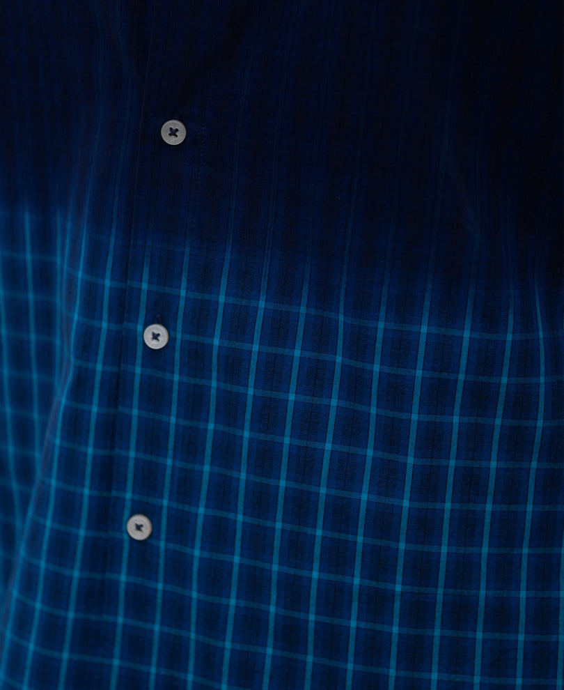 Blue Ombre Checks Shirt 100% Cotton